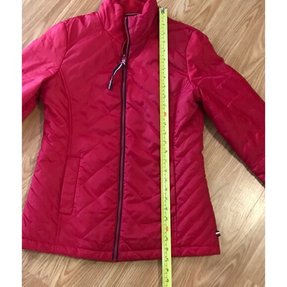 Tommy Hilfiger Jacket Women's Small Red Puffer Quilted Jacket Coat Pockets - Picture 8 of 10